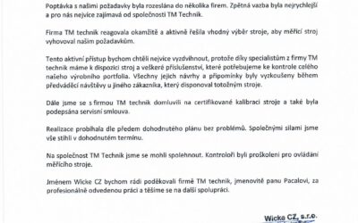 Referenční dopis od našeho zákazníka. Děkujeme!